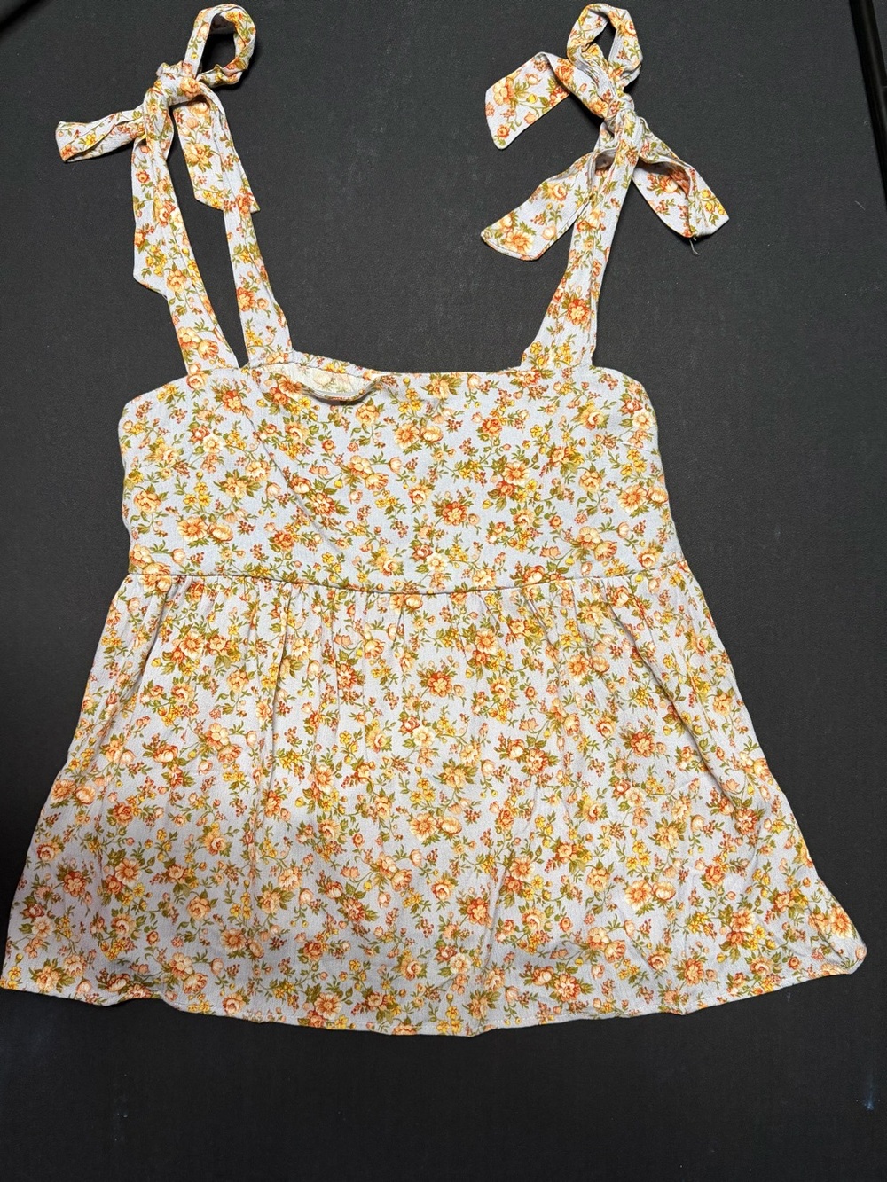 Gilli Girls Floral Tie-Shoulder Tank Top - White with Orange and Yellow Flowers